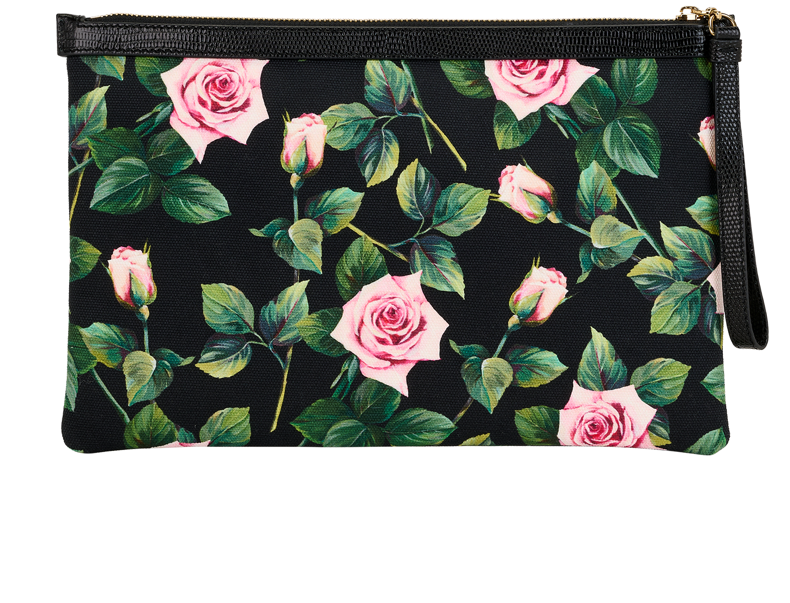 Dolce & Gabbana Floral Wristlet, &pound;190, Accessories, Black/Green/Pink, Canvas/Leather, Back view